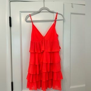 ANIYE BY bright red flowy layered mini dress size S